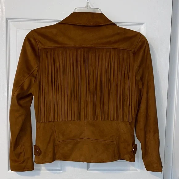 NWOT River Island Brown Fringe Moto Jacket - Picture 2 of 16